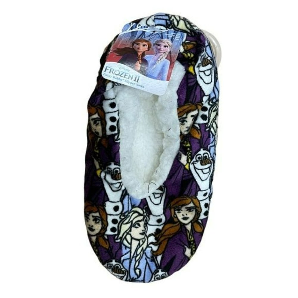 NEW‎ Disney Frozen II Fuzzy Baba Slipper Socks Kids Shoe Size 13 - 4